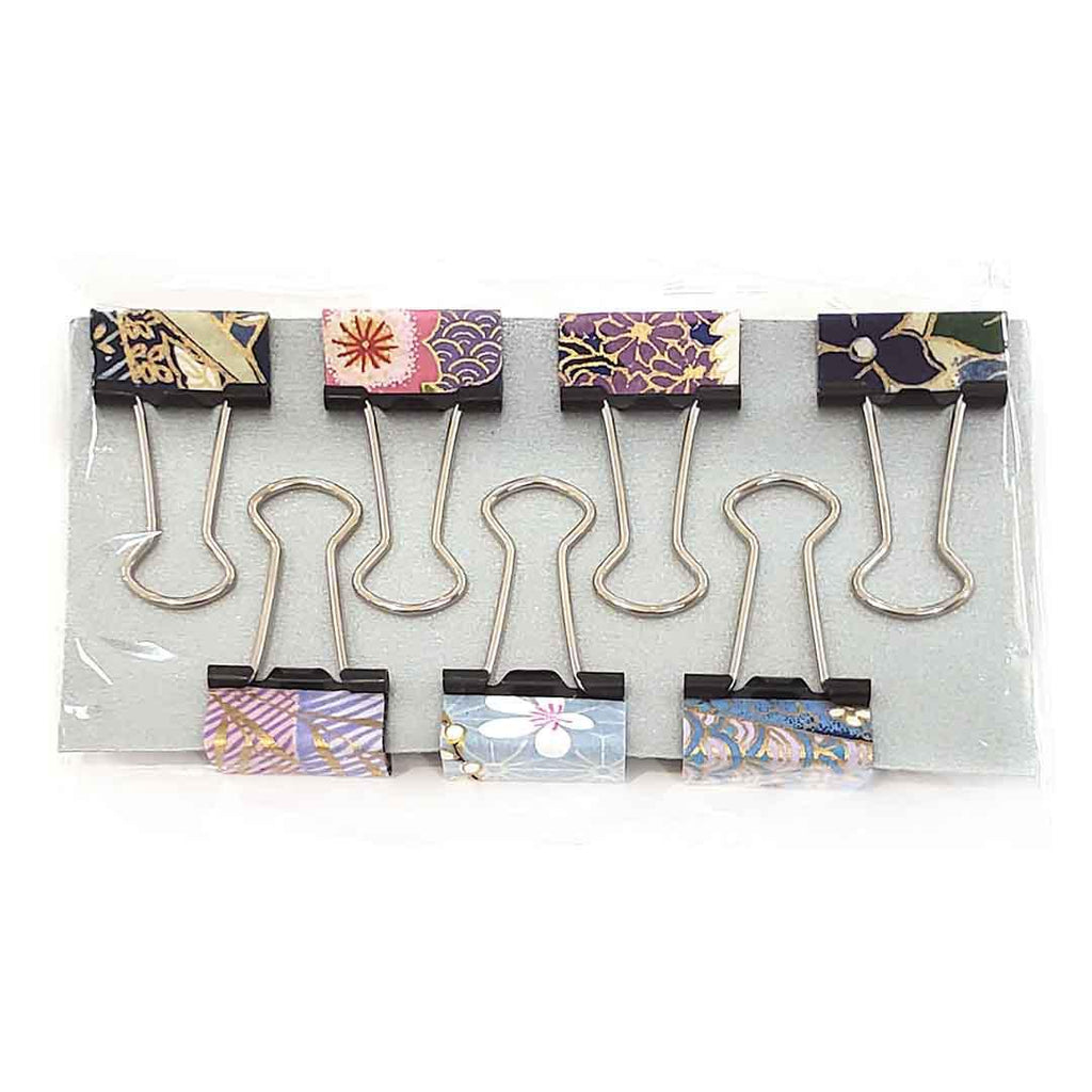 Binder Clips - Small Japanese Washi Paper Wrapped Binder Clips (Set of 7) by Mia Yoshihara