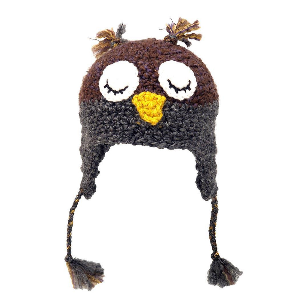 Hat - Toddler - Owl (Maroon Dark Gray) by Scary White Girl