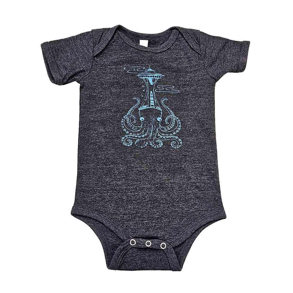 Onesie - Octo-Needle Blue on Heathered Gray by Namu