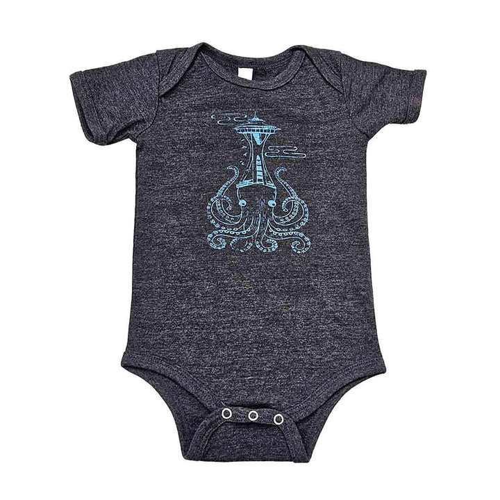 Onesie - Octo-Needle Blue on Heathered Gray by Namu