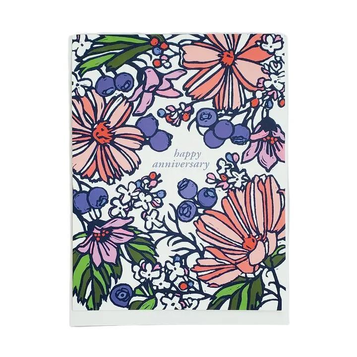 Card - Anniversary - Happy Anniversary Floral & Blueberry by Little Green
