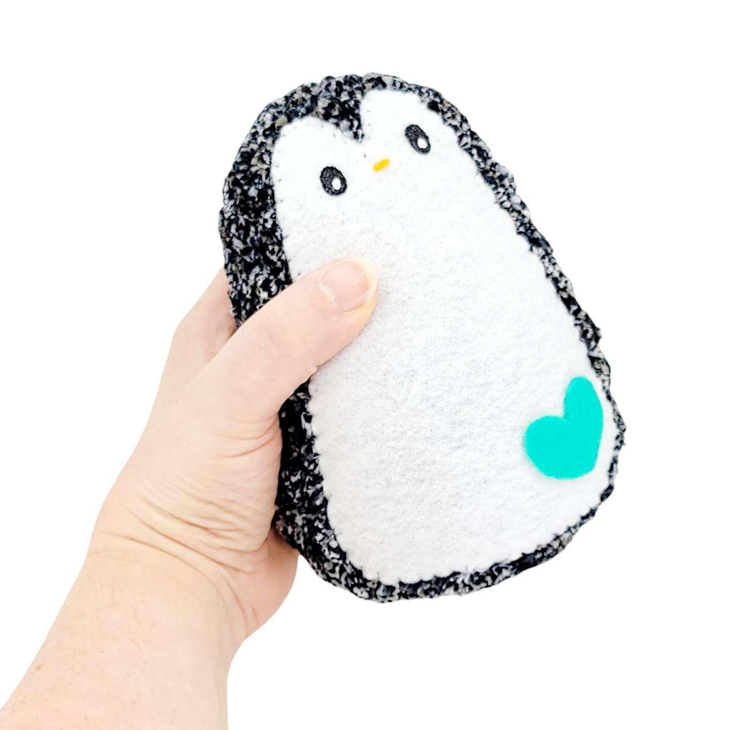 Plush Toy - Extra Large Penguin (Speckled Black with Teal Heart) by Moyo Workshop