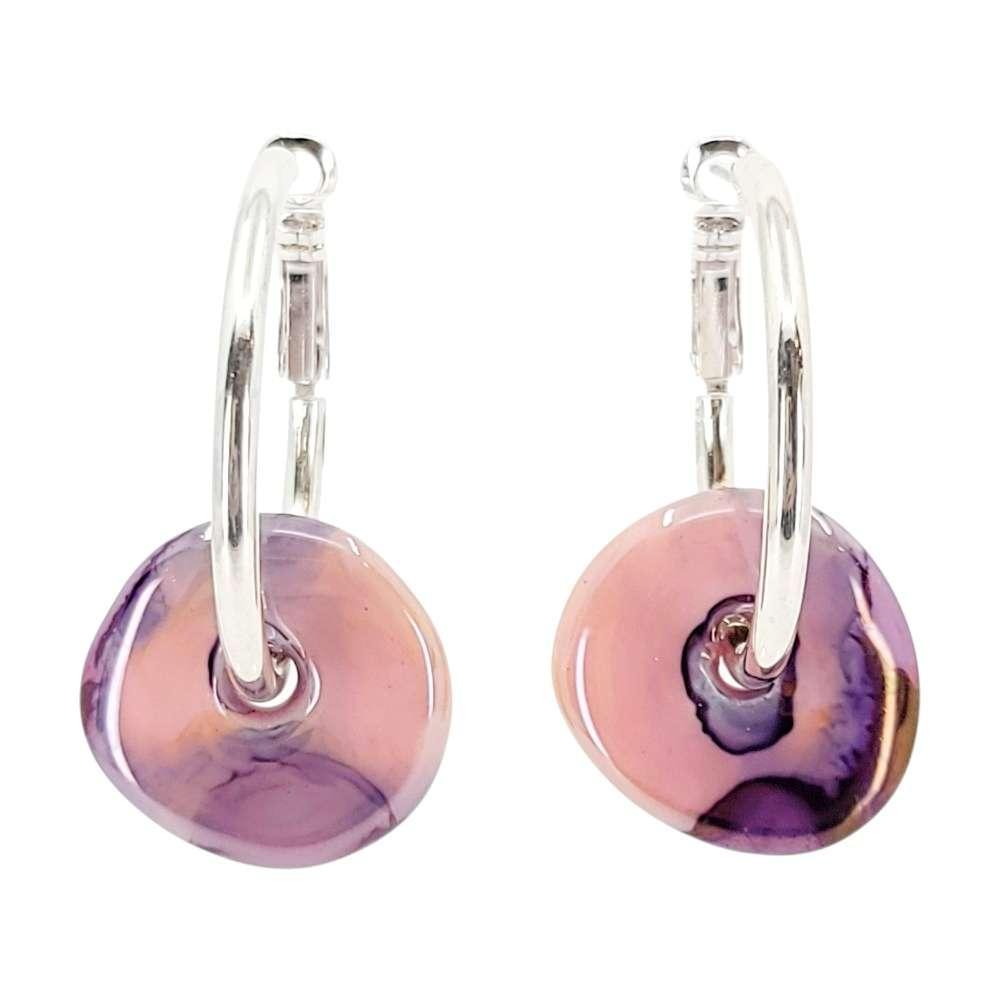 Earrings - Ceramic Ring Hoops (Cherry Bomb) by Diana Kauffman