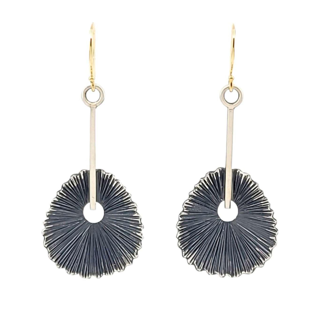 Earrings - Textured Scoop Drops in Sterling Silver and 14k Gold by Susan Mahlstedt