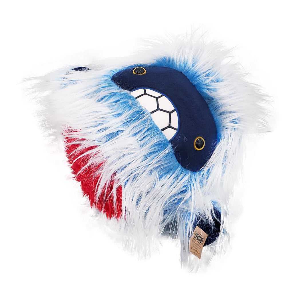 Large Yeti Head  - Blue White with Yellow Eyes by Careful It Bites