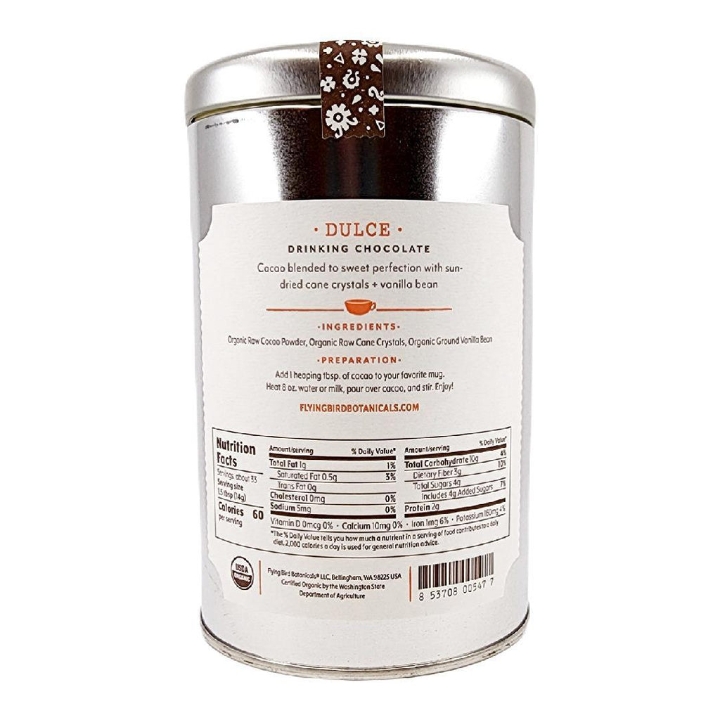 Cacao - 16oz - Dulce Extra Large Tin Cocoa by Flying Bird Botanicals