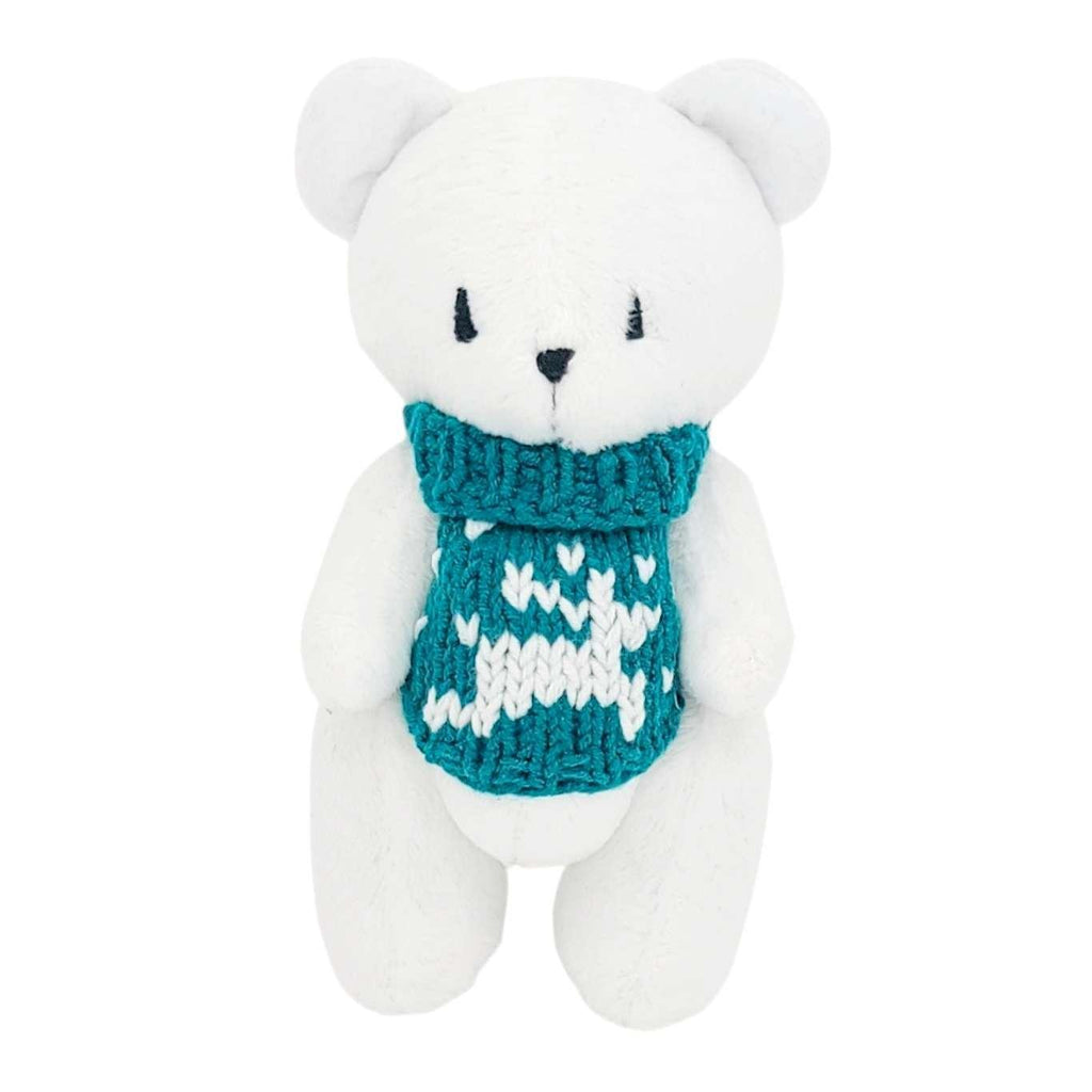 Plush - Polar Bear in Sweater (Teal Reindeer) by Frank and Bubby