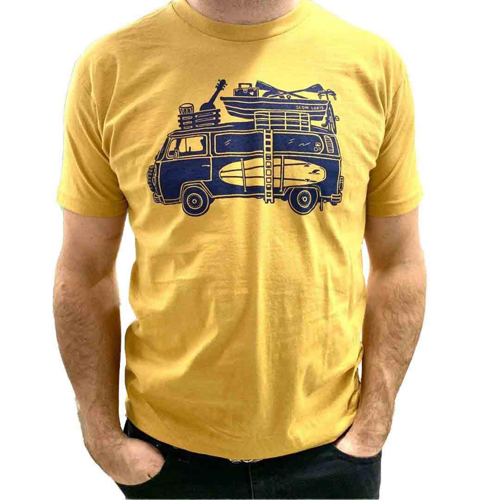 Adult Crew Neck - Road Trip Antique Gold Tee (XL & 2X Only) by Slow Loris