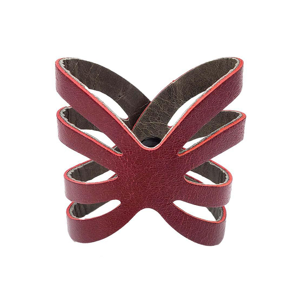 Cuff - Ribcage Reversible (Cranberry Red & Gray Taupe) by Oliotto
