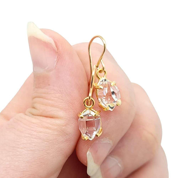 Earrings - Classic Herkimer Drops in Yellow Gold Vermeil by Storica Studio
