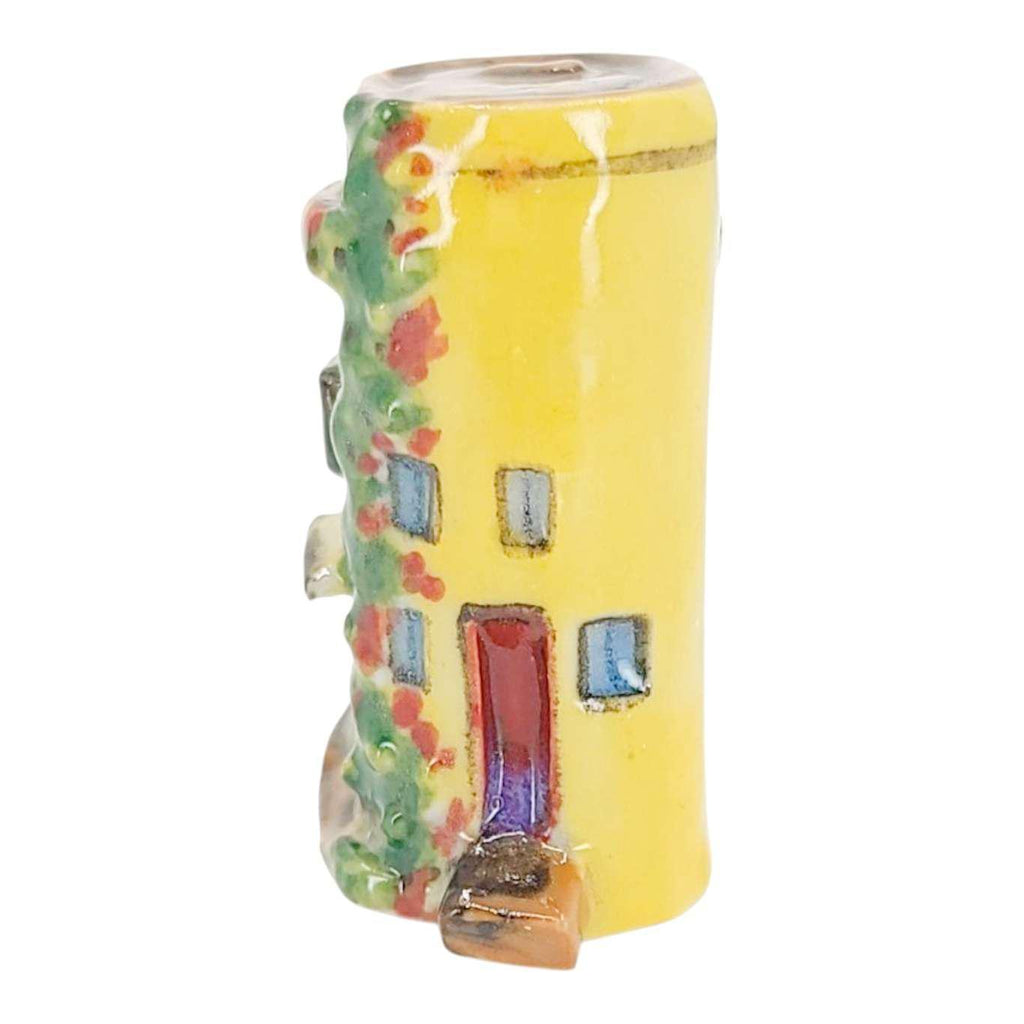 Collectible - Tiny House - Library (Yellow Walls, Brown Roof, Red Door) by Mist Ceramics