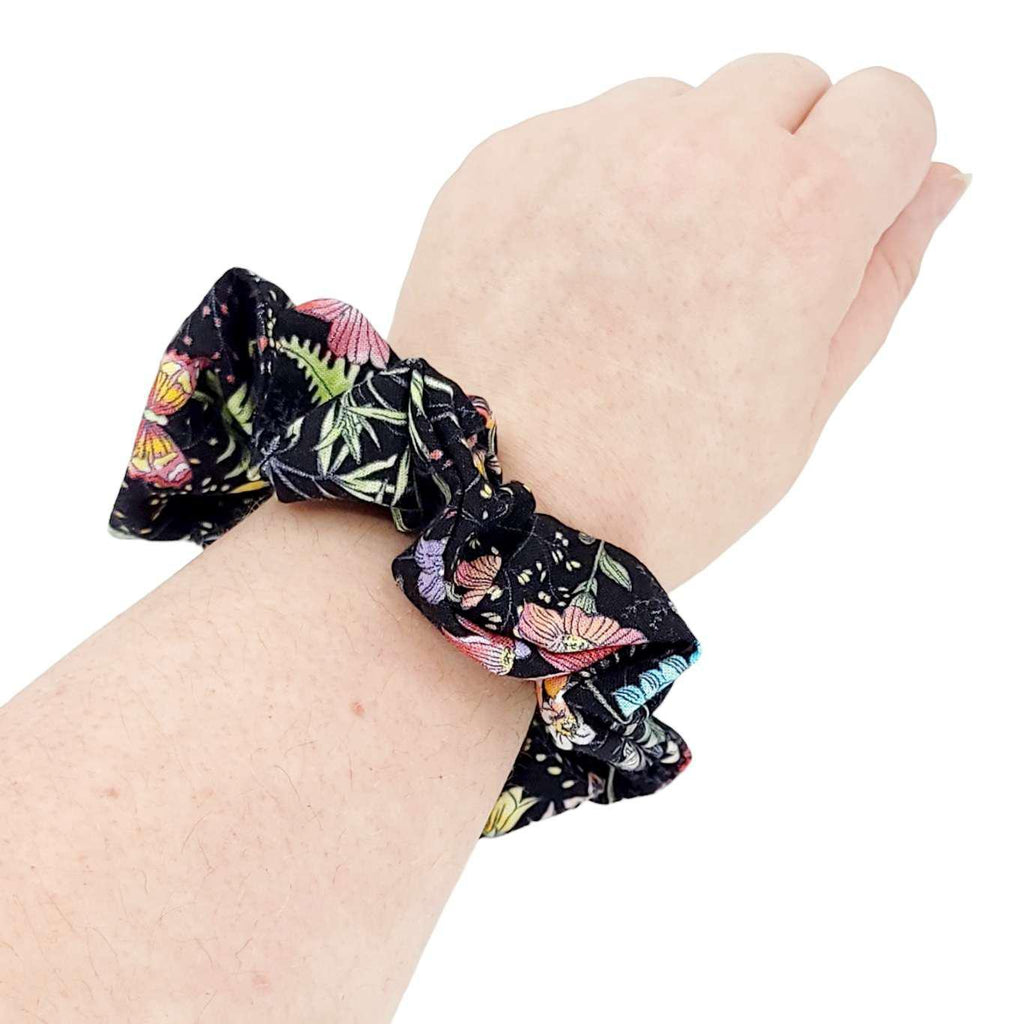 Hair Accessory - Classic Scrunchy in Black Floral by imakecutestuff