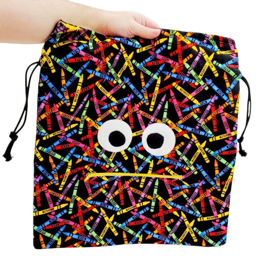 Bag - Chomper Buddy Drawstring (Crayons Yellow) by Peek A Boo Plush, image 5 of 5