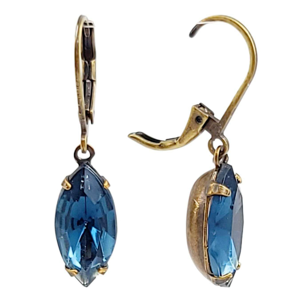 Earrings - Blues - Brass Vintage Rhinestone Dangles (Assorted Styles) by Christine Stoll | Altered Relics