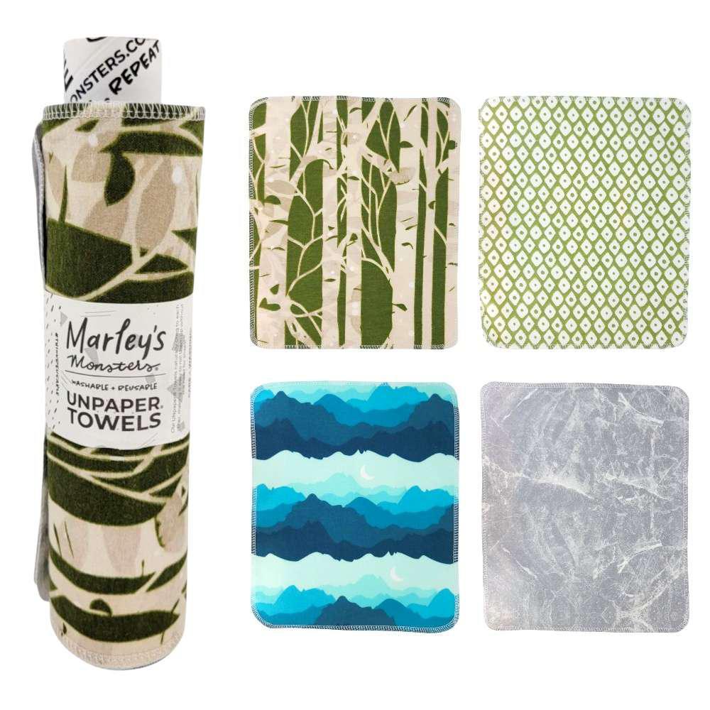 UNpaper® Towels - Cotton Flannel Reusable Cloths (Assorted Mismatched Styles) by Marley’s Monsters