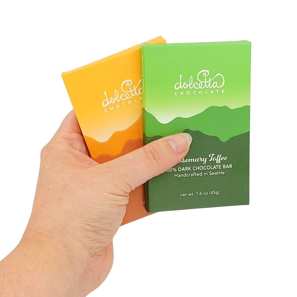 Gift Bundle - Chocolate Bar Duo (Rosemary Toffee and Pretzel) by Dolcetta Artisan Sweets