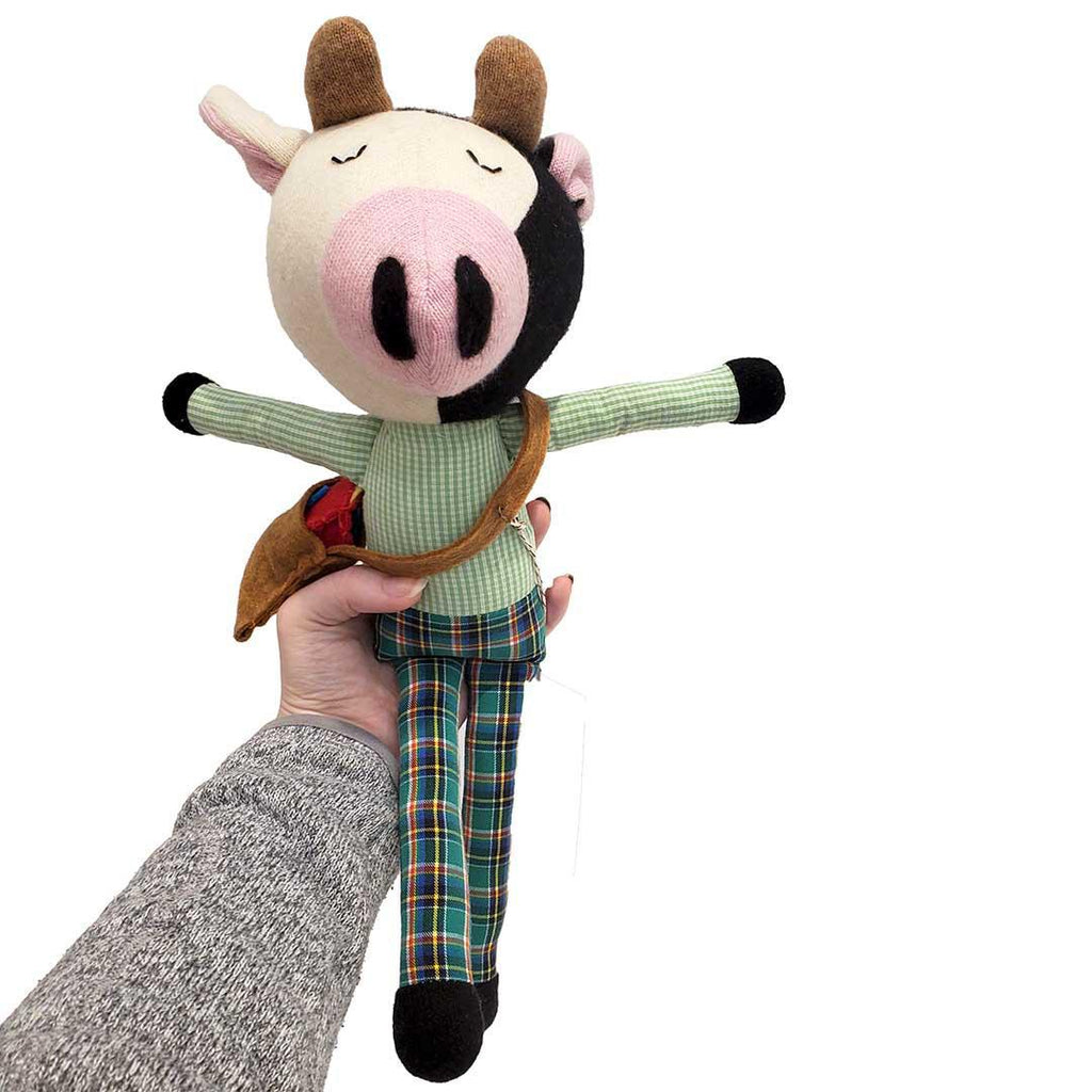 Plush - Cow in Green Checked Shirt by Fly Little Bird