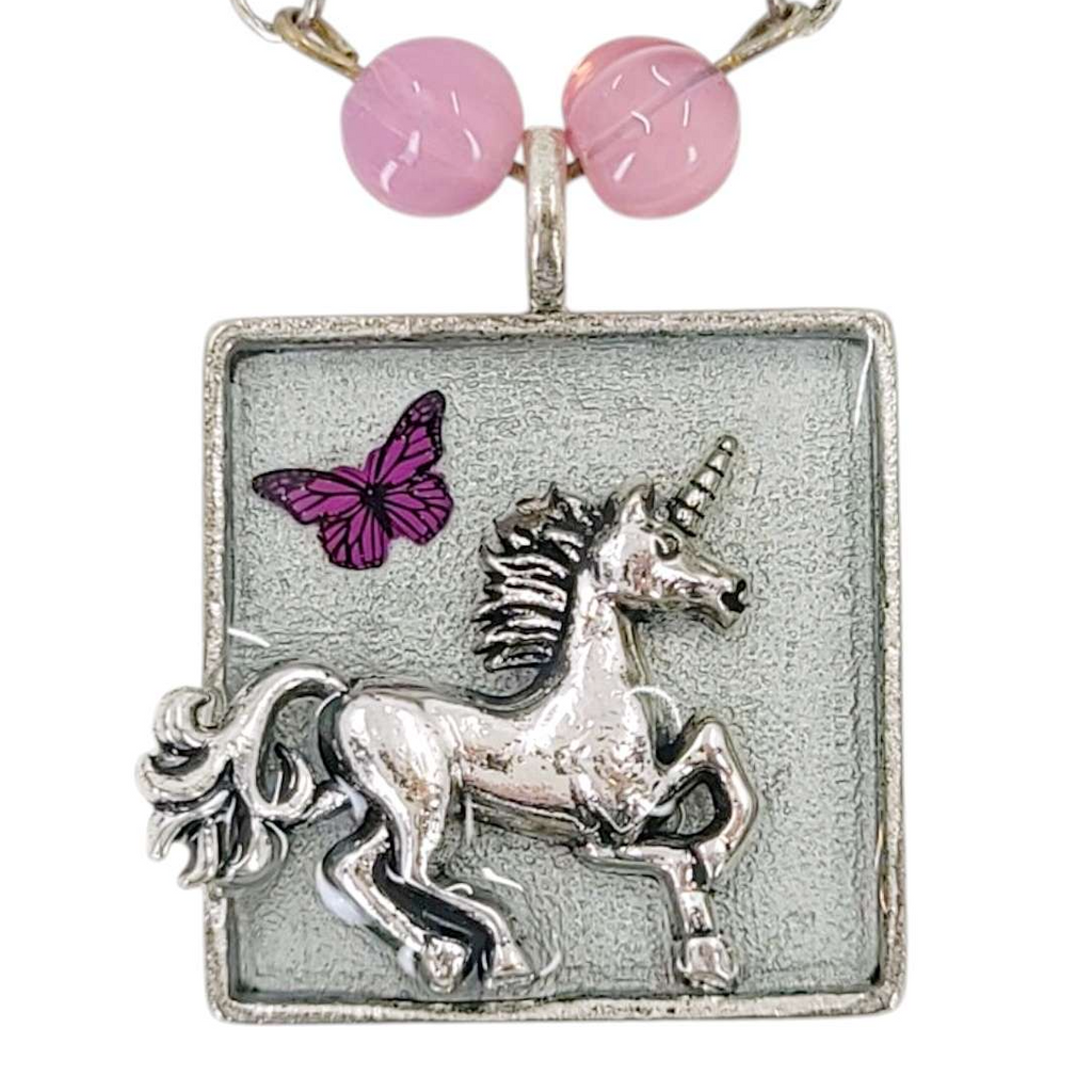 Necklace - Unicorn Butterfly (Pink) by XV Studios