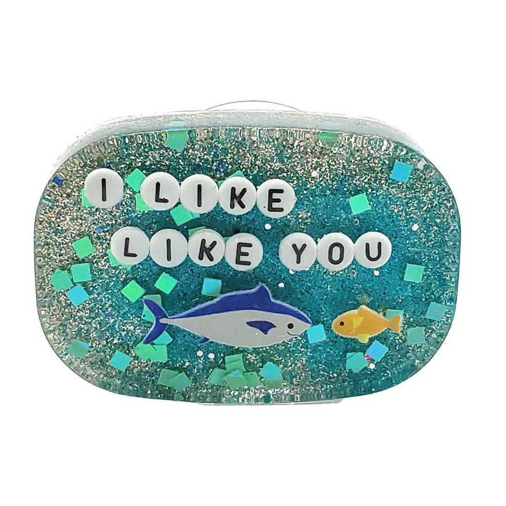 Shower Art - Small - I Like Like You - 2 Fishes (Silver Aqua) by Ugly Baby