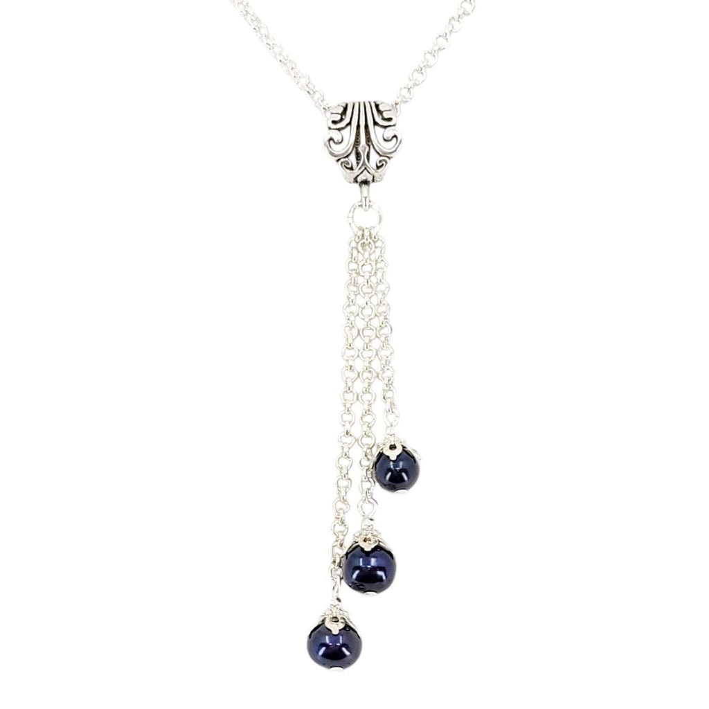 Necklace - Pearl Cascade Pendant (Black) by Tiny Aloha