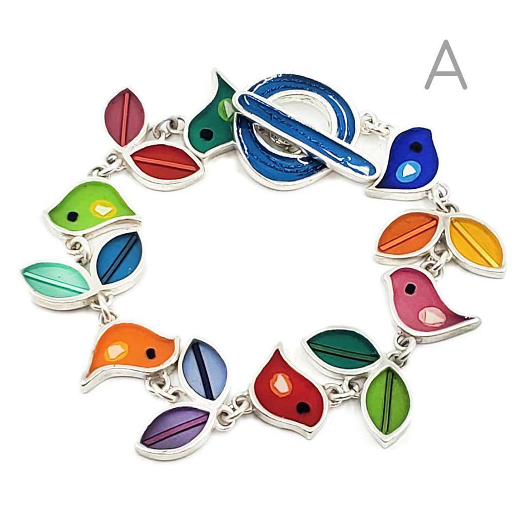 Bracelet - Colorful Birds and Leaves (A or B) by Happy Art Studio