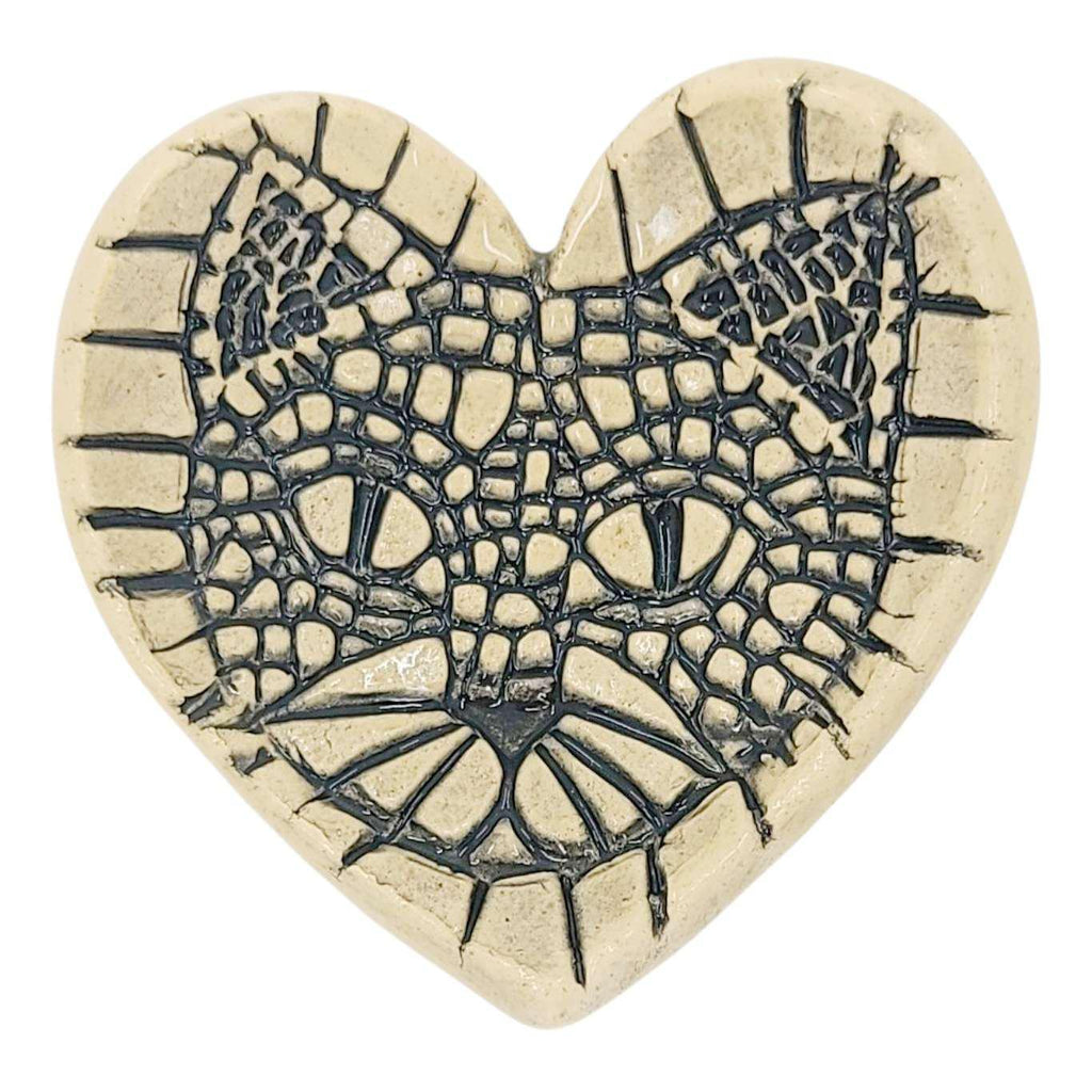 Ring Dish - 2 3/4 in - Cat Face Heart Pottery Dish by Walton Clay Studio