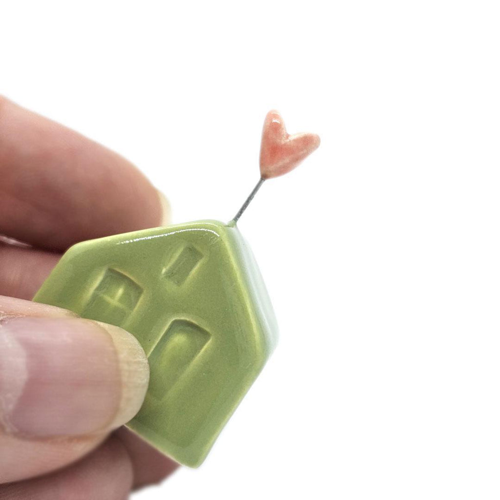 Tiny Pottery House - Grass Green with Heart (Assorted Colors) by Tasha McKelvey