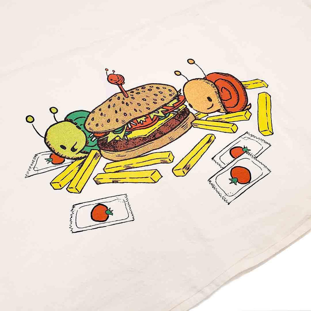 Tea Towel - Burgers & Fries Friends by Everyday Balloons Print Shop