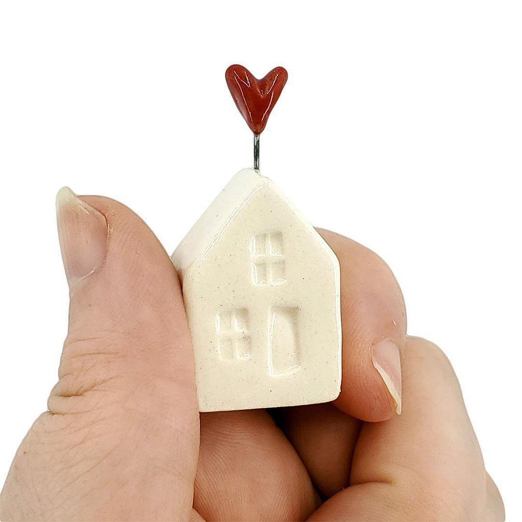 Tiny Pottery House - White with Heart (Assorted Colors) by Tasha McKelvey