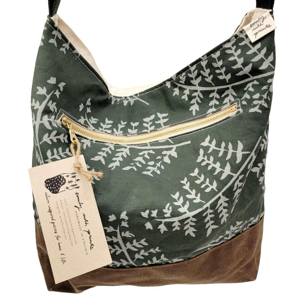 Bag - Large Cross-Body in Fern (Forest Green) by Emily Ruth Prints