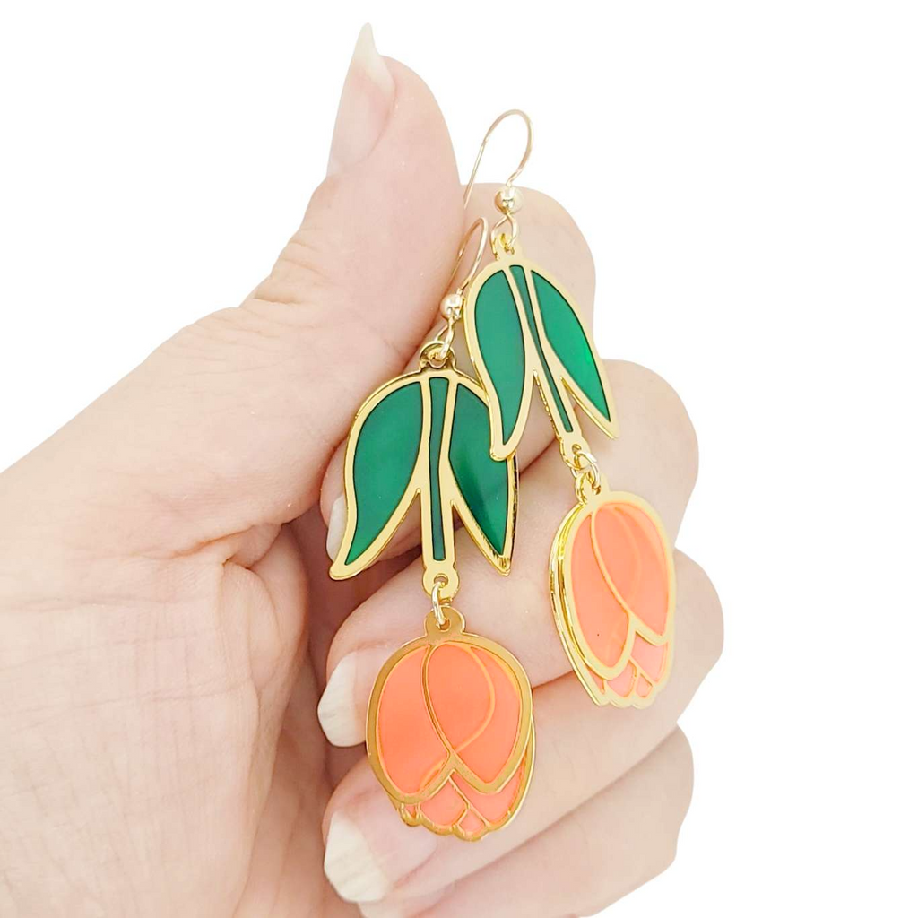 Earrings - Layered Tulip Dangles by Hemleva