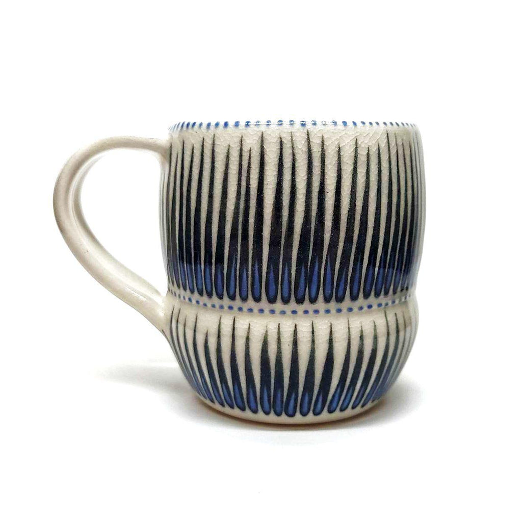 Mug - Small in Upward Linear with Blue Accents by Britt Dietrich Ceramics