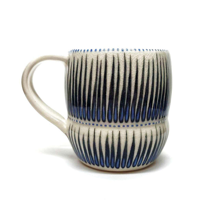 Mug - Small in Upward Linear with Blue Accents by Britt Dietrich Ceramics