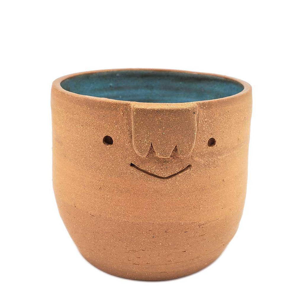 Friendly Pot - M - Smiling Cachepot (Teal Interior) by Kathy Manzella Ceramics