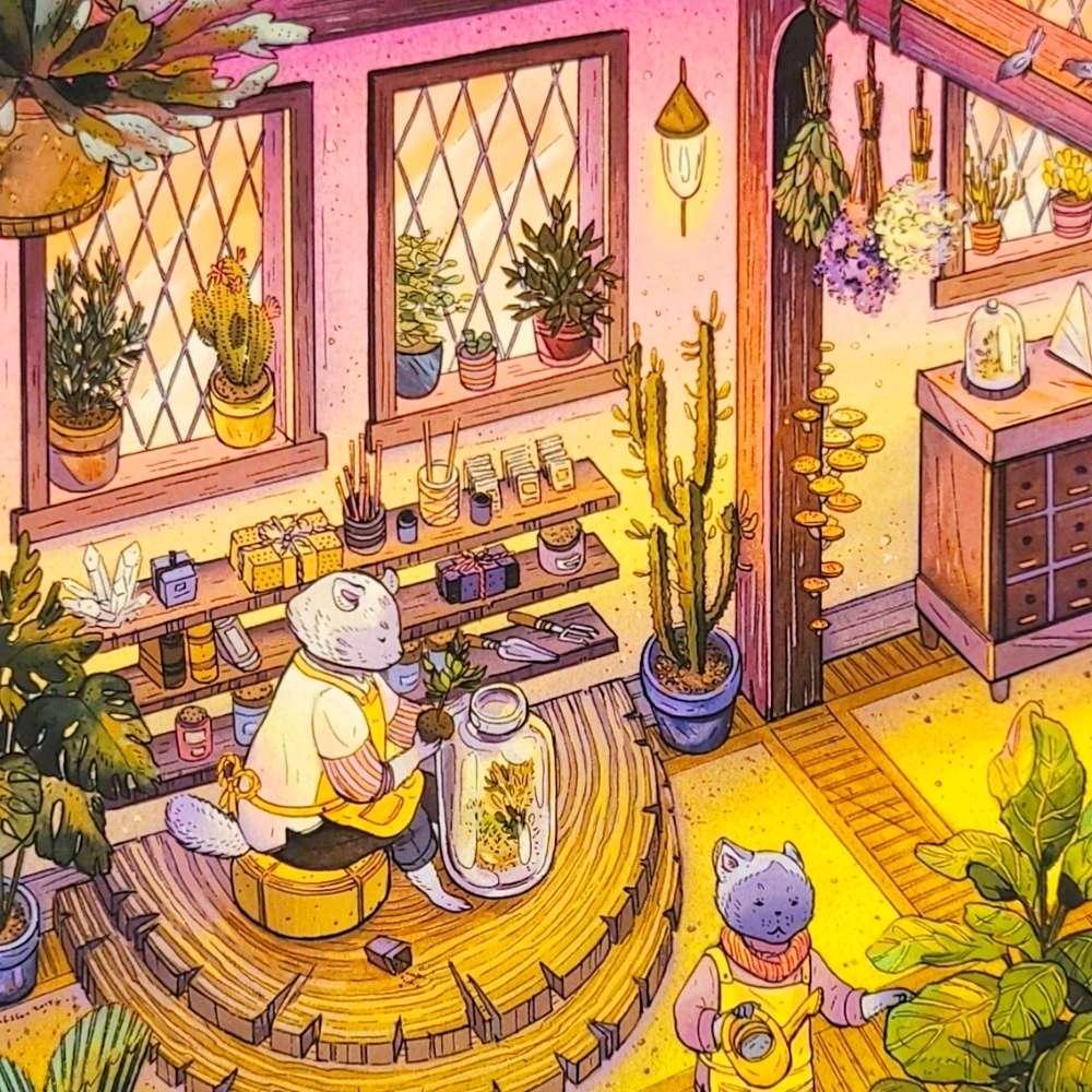 Art Print - 10x12in - Feline Florists by Nimasprout