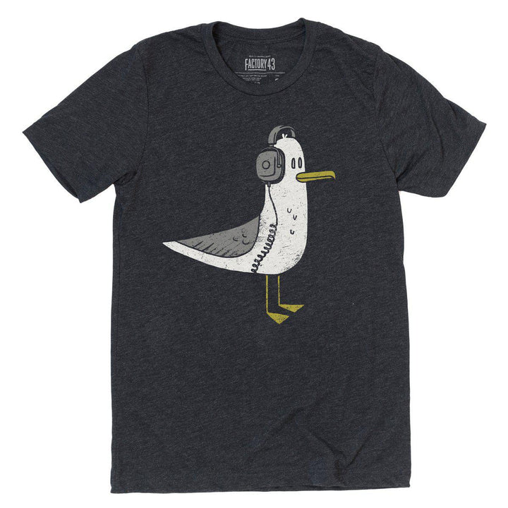 Adult Crew Neck - Seagull Tee Charcoal Gray Tee (XS - 2XL) by Factory 43