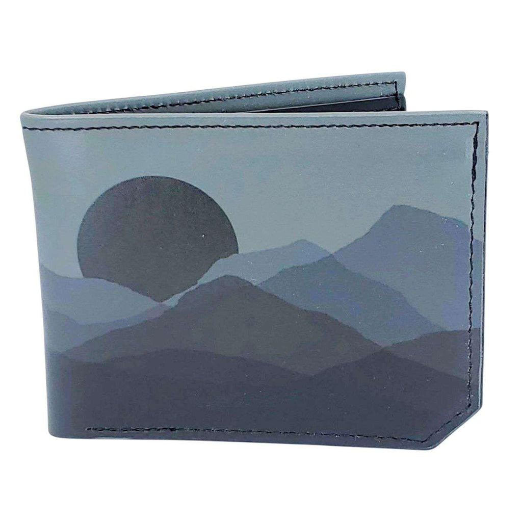 Leather Wallet - Faded Mountains (Gray) by Backerton