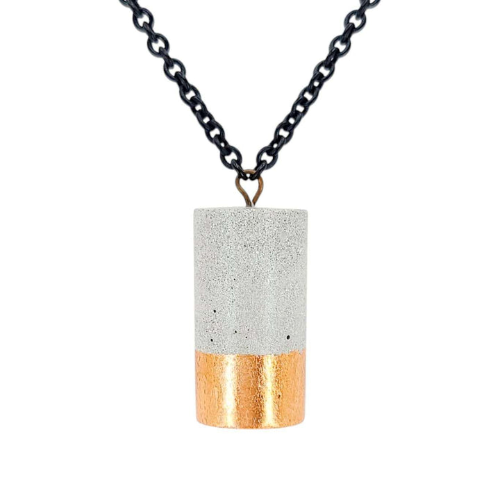 Necklace - Gilded Concrete Cylinder Pendant (Copper) by Studio Corbelle