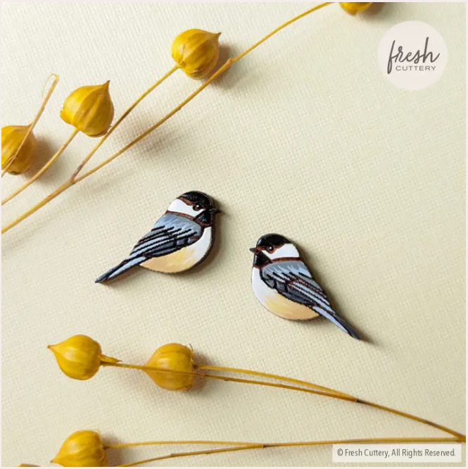 Earrings - Chickadee (Studs) by Fresh Cuttery