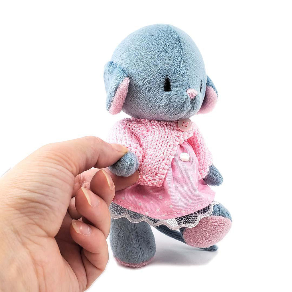 Plush - Gray Mouse in Pink Dress and Pink Cardigan by Frank and Bubby