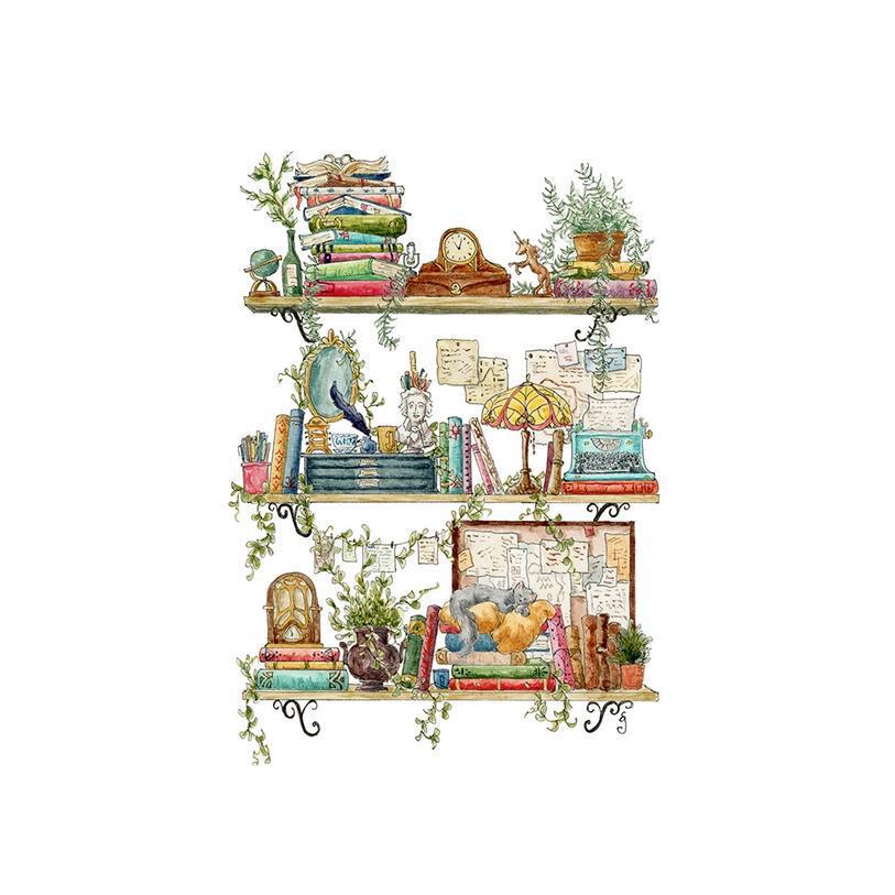 Art Print - 8x10 - The Writer's Shelves by Lizzy Gass