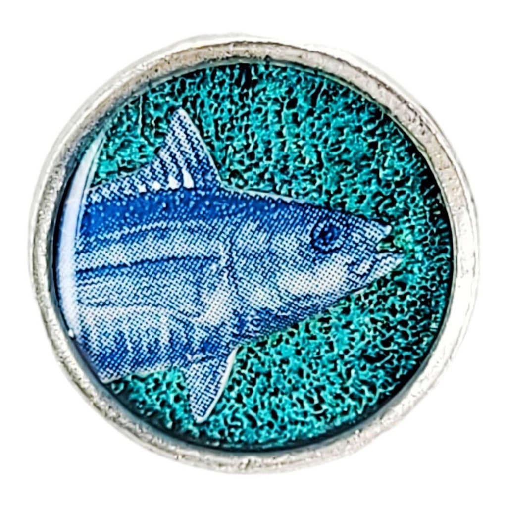 Lapel Pin - Blue Fish (Assorted Background Colors) by XV Studios