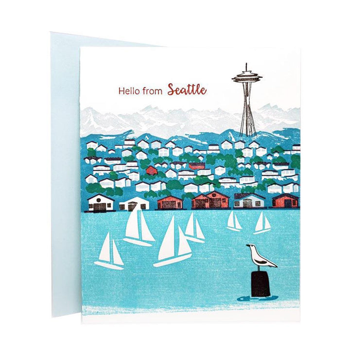 Card - Seattle - Seattle View Hello From Seattle by Ilee Papergoods