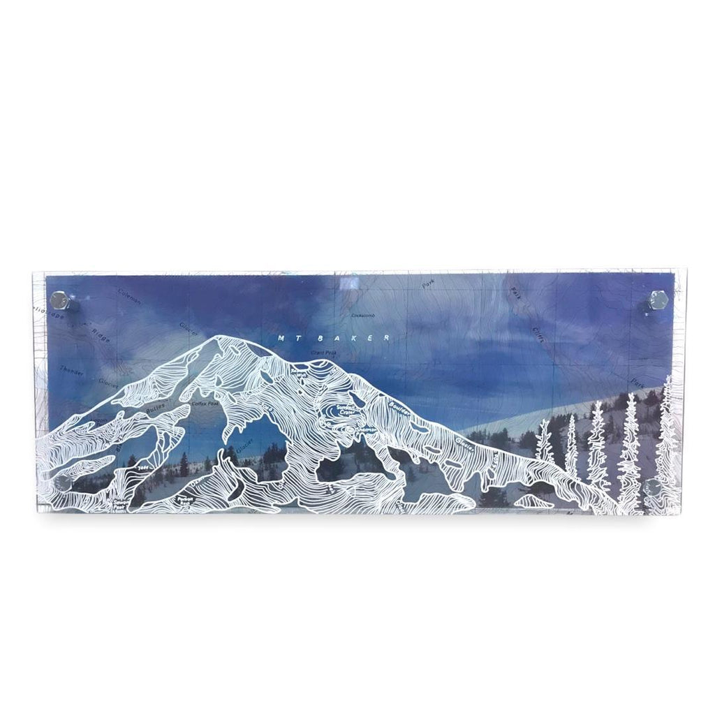 Wall Art - 16x6in - Mountain and Trees Mt. Baker Floating Frame Map by Modern Terrain