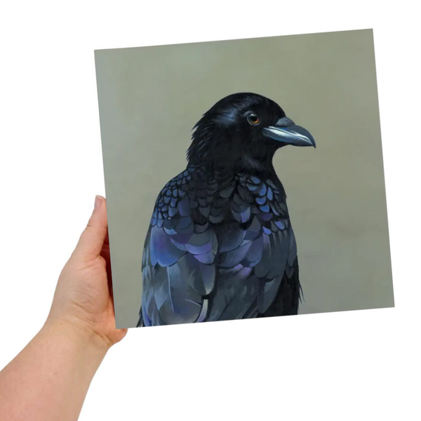 Wall Art - Crow on 10in x 10in Wood Panel by The Mincing Mockingbird