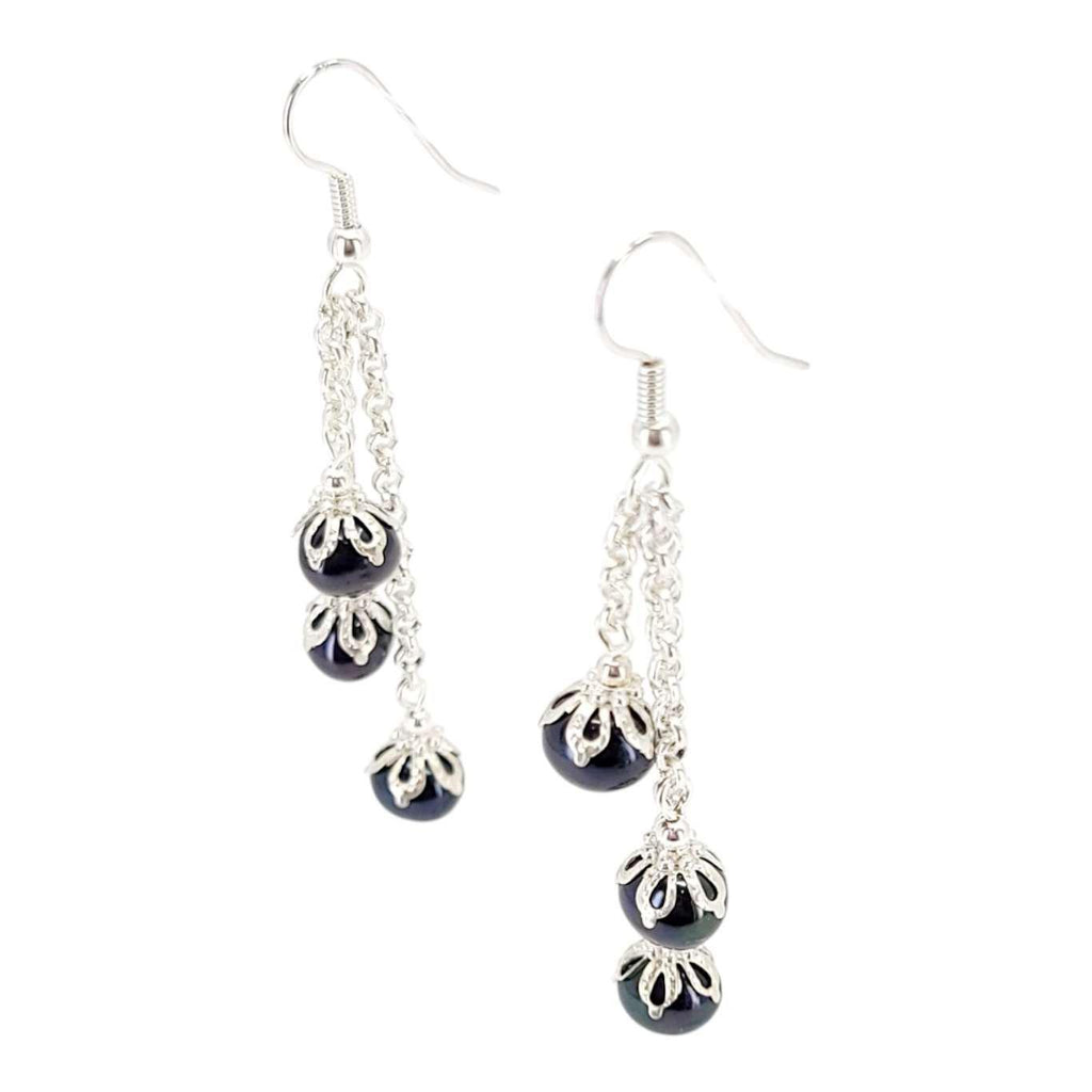 Earrings - Pearl Cascade Drops (Black) by Tiny Aloha