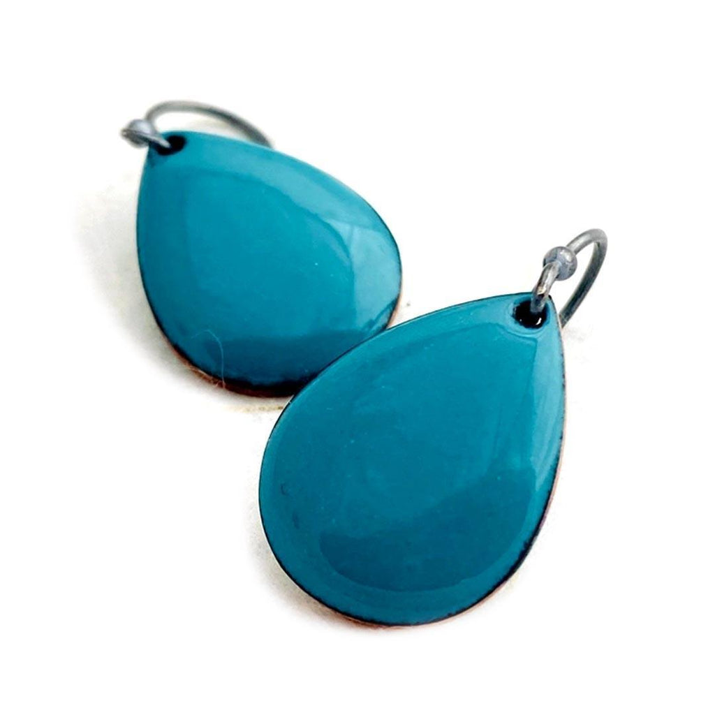 Earrings - Small Teardrop (Spruce Green) by Magpie Mouse Studios