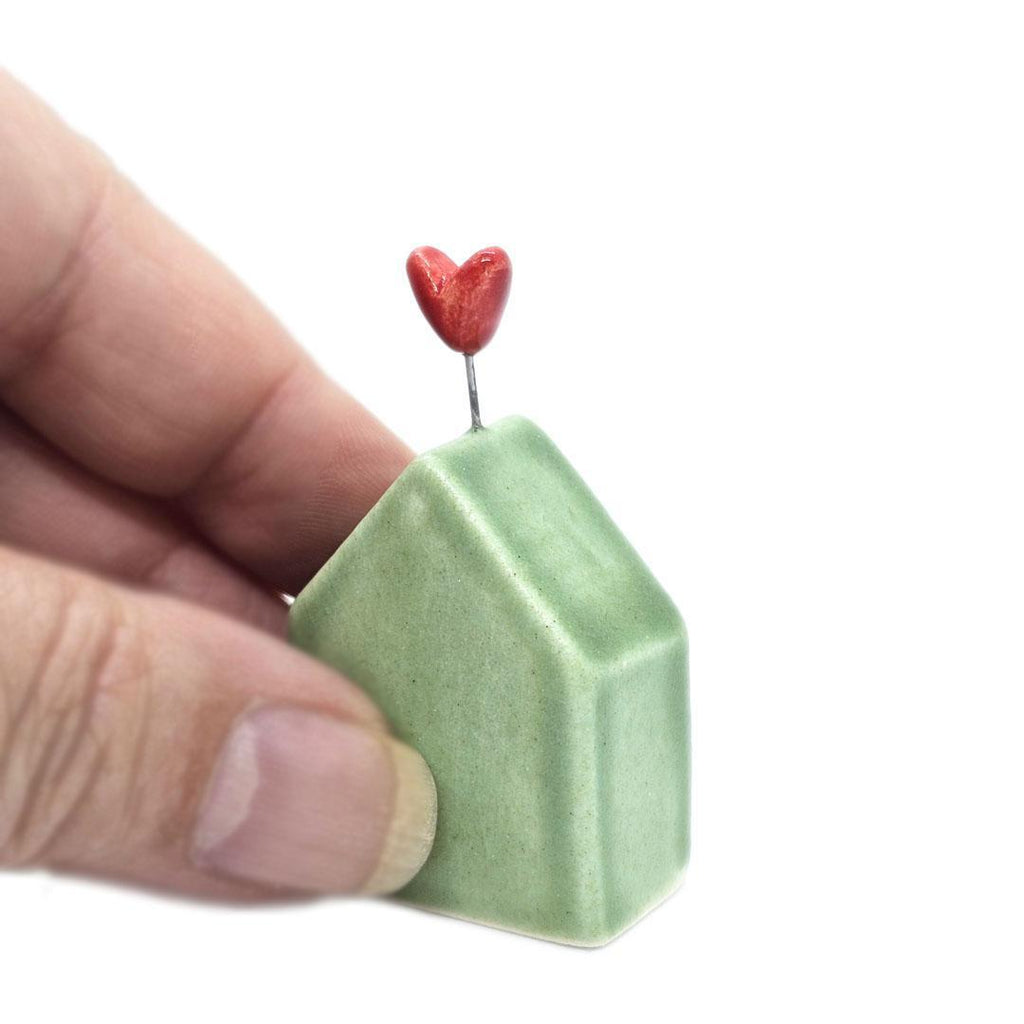 Tiny Pottery House - Grass Green with Heart (Assorted Colors) by Tasha McKelvey