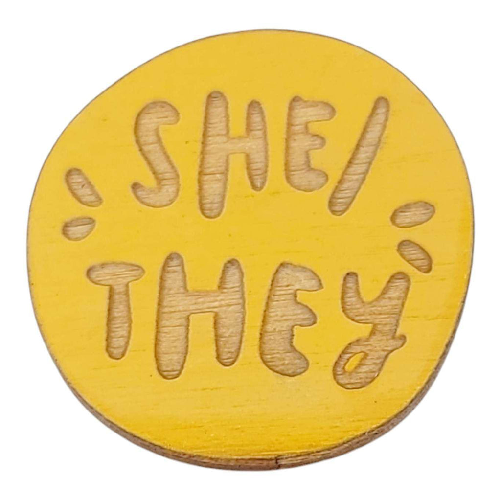 Pronoun Pins - She/They (Assorted Colors) by SnowMade