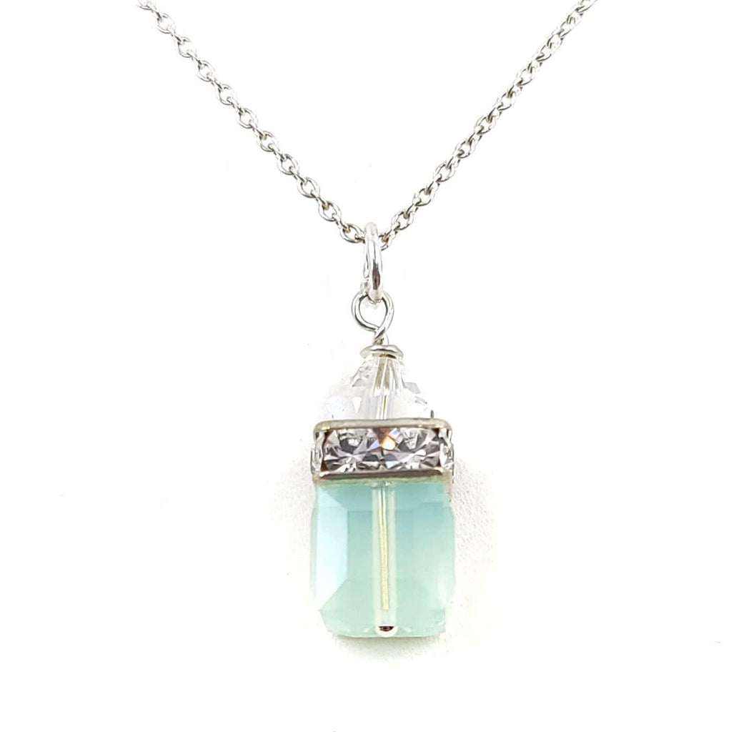 Necklace - Square Chrysolite Crystal with Sterling Sterling by Sugar Sidewalk